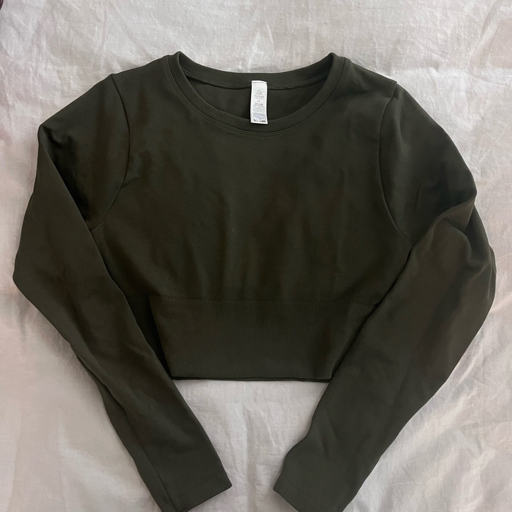 Aerie green long sleeved workout top